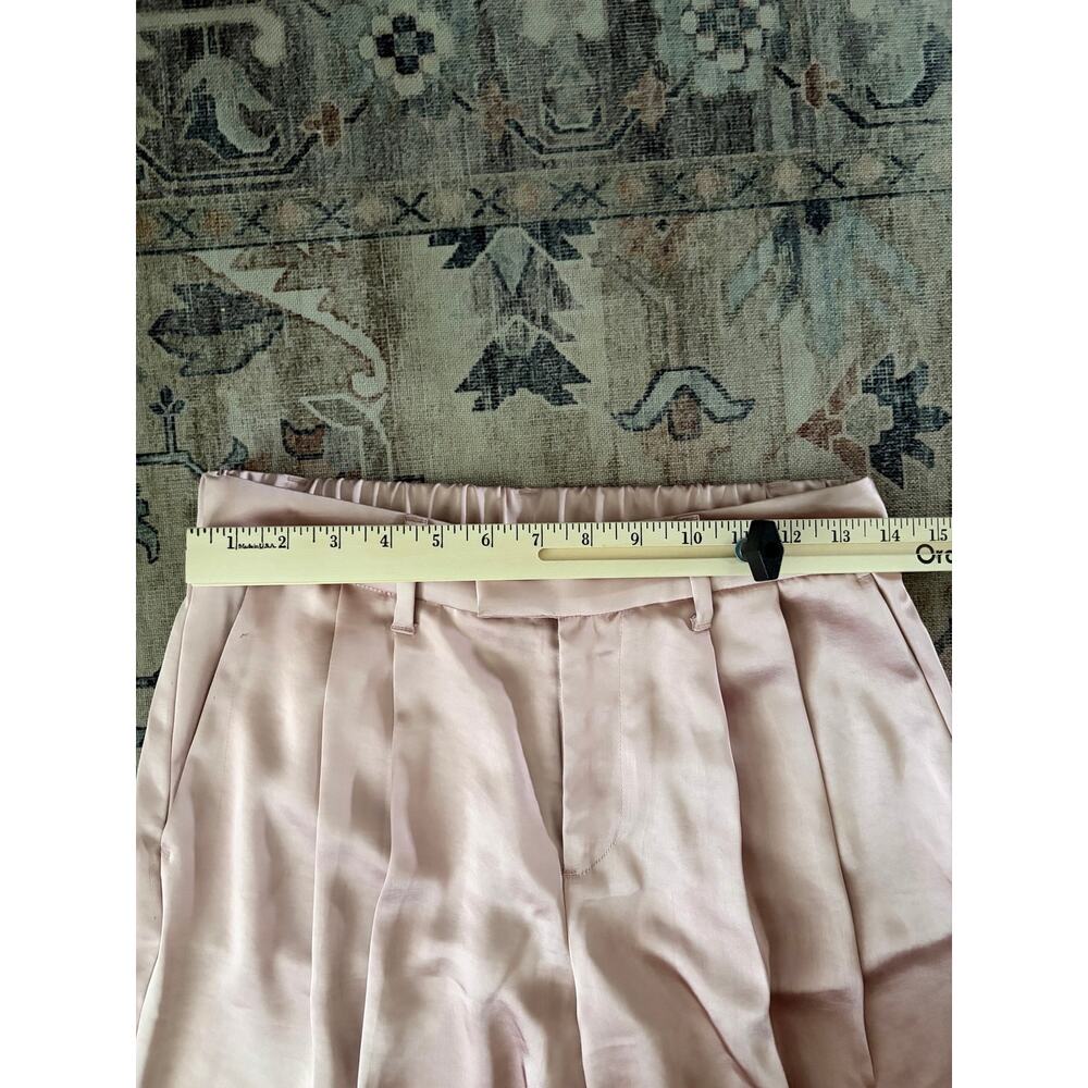 A New Day Womens 4 Blush Pink Satin Wide Leg Pleated High Rise Trouser Pants - Picture 5 of 5